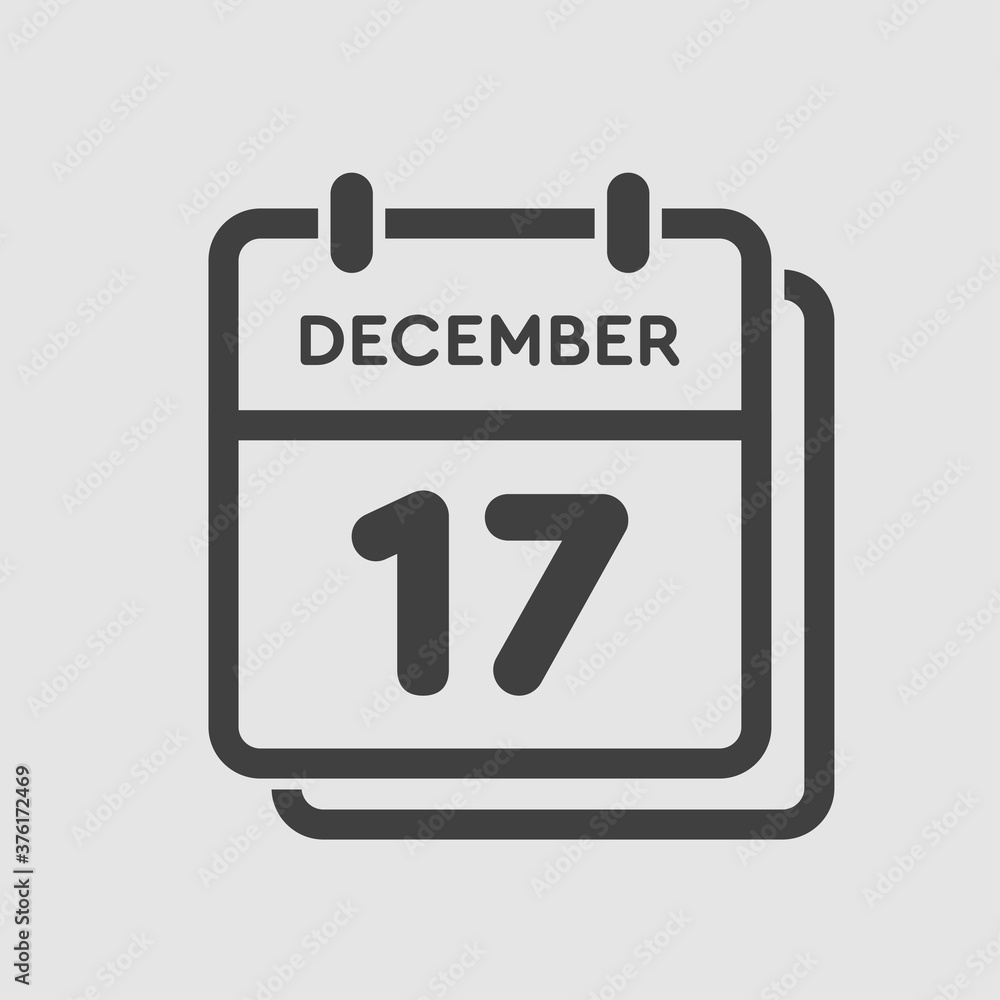 Calendar icon day 17 December, template icon day Calendar icon day 17 December, template icon day