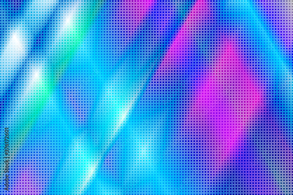 90-s style. Creative illustration in halftone style with pink and blue gradient. Abstract colorful geometric background.  Pattern for wallpaper, web page, textures.
