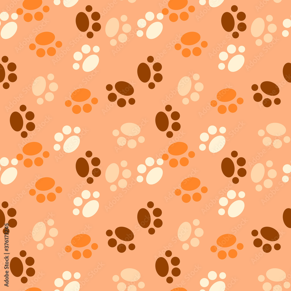 Vector seamless pattern with cat footprints. Can be used for wallpaper, web page background, surface textures. Vector seamless pattern with cat footprints. Can be used for wallpaper, web page background, surface textures.