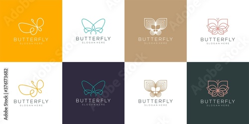 minimalist butterfly. Luxurious beauty design logo that inspires