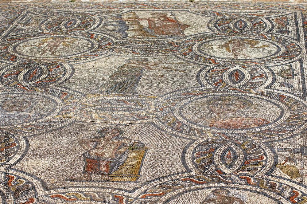 Mosaics on the floor, Volubilis, Morocco