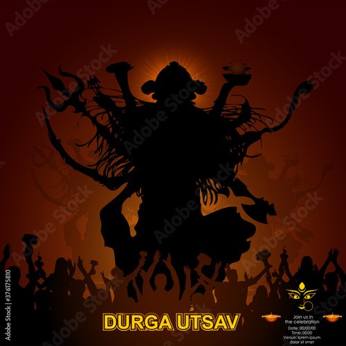 Innovative abstract golden style Maa Durga design illustration.-Durga Puja vectro