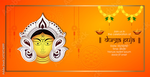 Innovative abstract golden style Maa Durga design illustration.-Durga Puja vectro