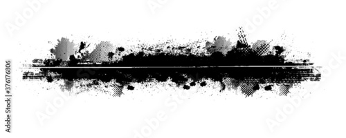Fototapeta Naklejka Na Ścianę i Meble -  Splatter Paint Texture . Distress Grunge background . Scratch, Grain, Noise rectangle stamp . Black Spray Blot of Ink.Place illustration Over any Object to Create Grungy Effect .abstract vector.