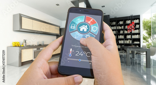 Home automation modern interior kitchen