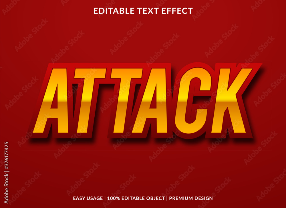 attack text effect template design with bold font style and modern concept use for brand and business logo