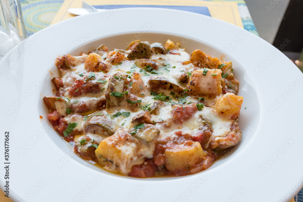 Baked feta with vegetables