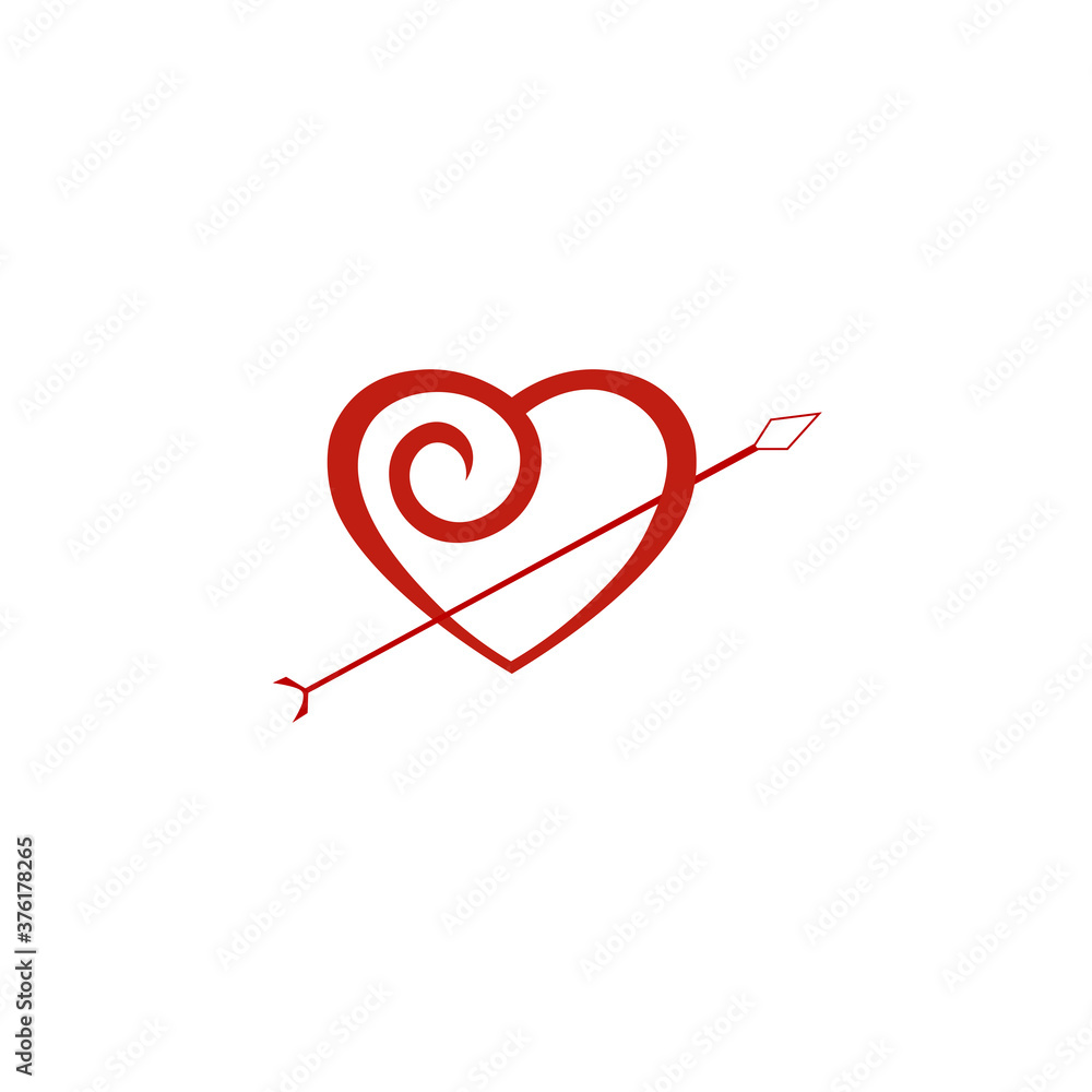 Realistic heart and arrow icon. Vector illustration eps 10