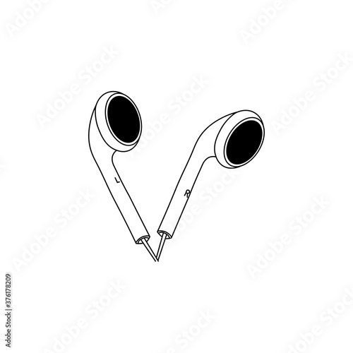 Headphones pair black sign icon. Vector illustration eps 10