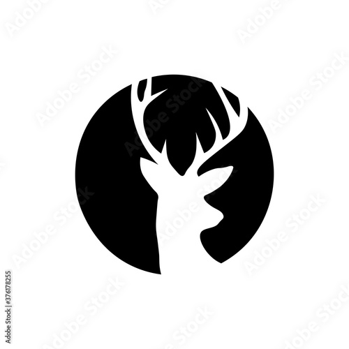 Icon black sign deer in circle. Vector illustration eps 10