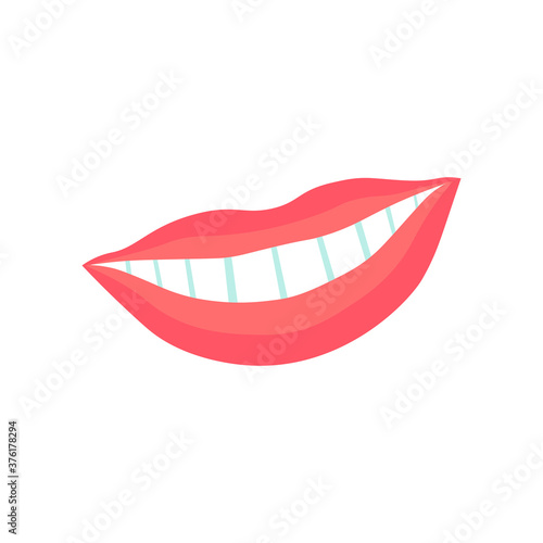 Icon of red-pink female lips. Vector illustration eps 10