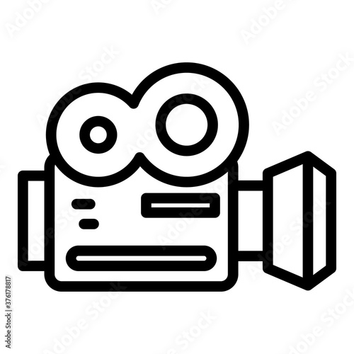 Movie camera icon. Outline movie camera vector icon for web design isolated on white background