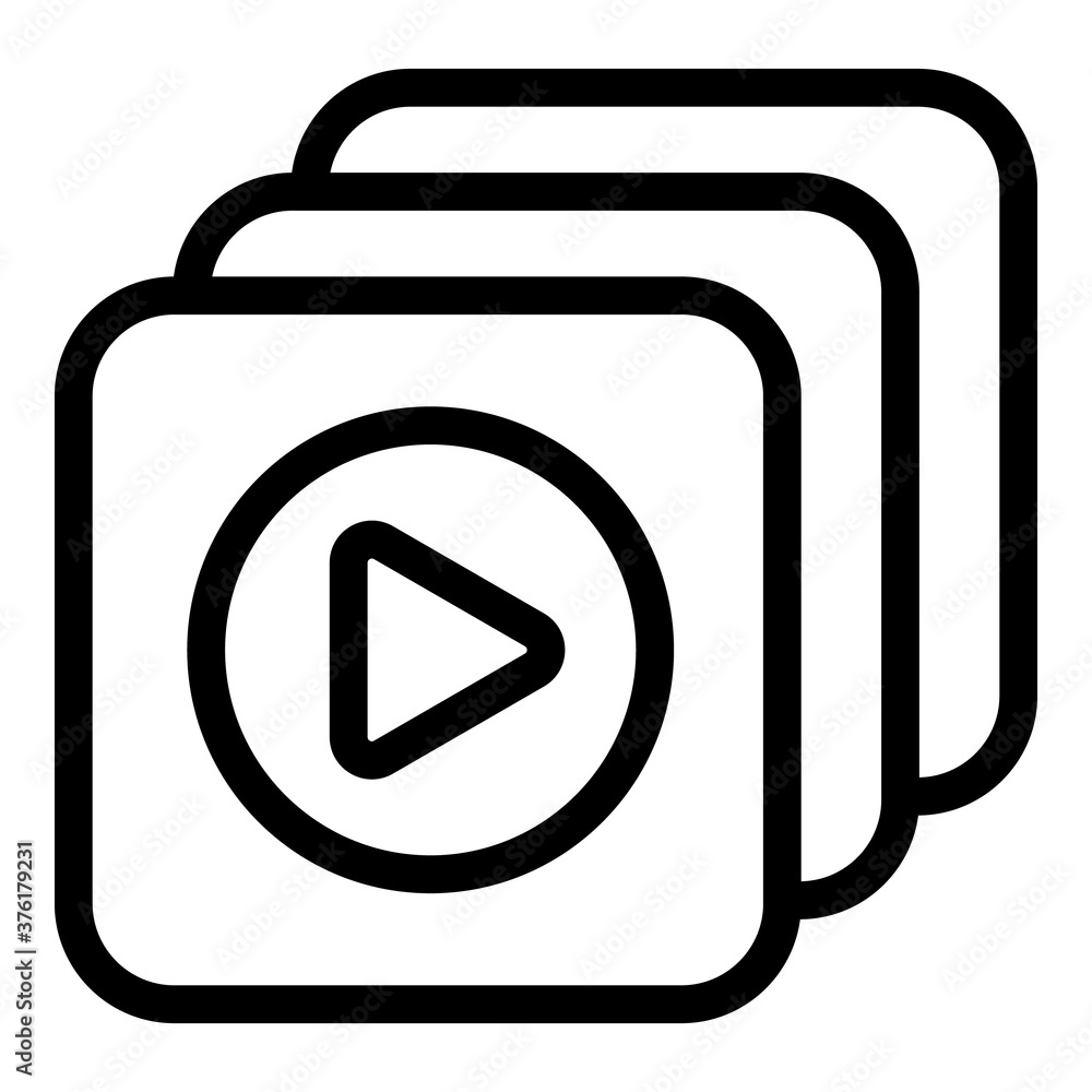 Play videos icon. Outline play videos vector icon for web design isolated on white background