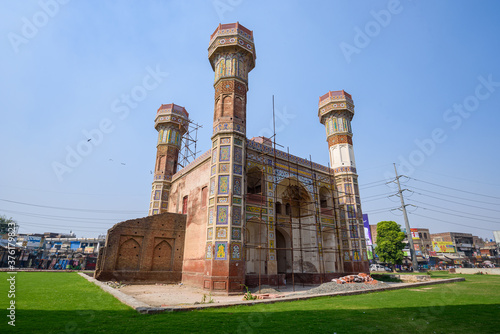Chauburji, 17th century Mughal monument with four unique minarets in Lahore, Pakistan