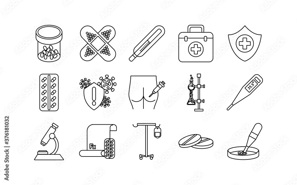bundle of fifteen medical set icons bundle of fifteen medical set icons