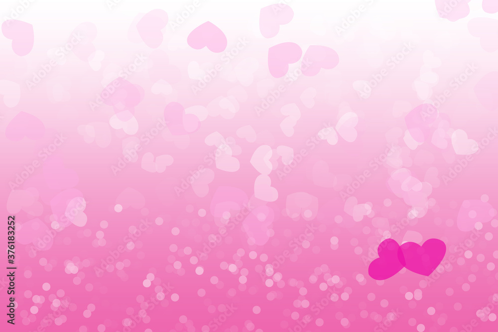 blur heart shape lights bokeh pink soft background.