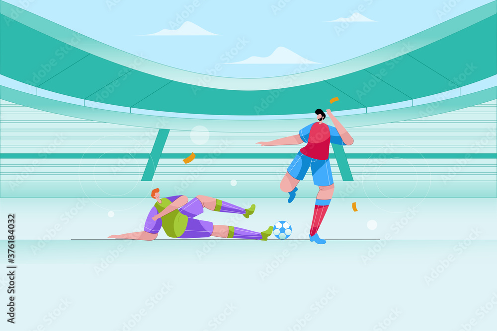 Obraz premium Two men are playing soccer - Vector Illustration