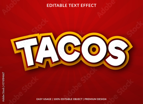 tacos text effect template design with bold font style and cartoon concept use for brand and business logo