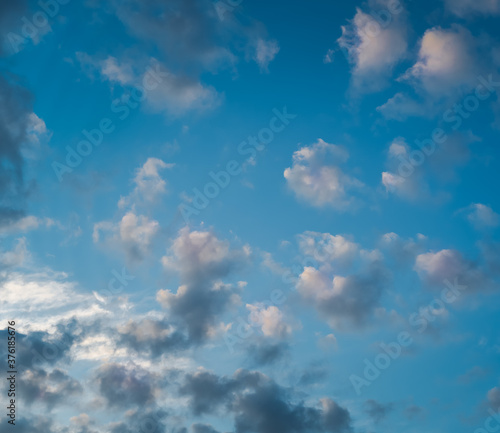 Fototapeta Naklejka Na Ścianę i Meble -  Blue sky with clouds before sunset, abstract natural background
