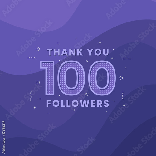Thank you 100 followers, Greeting card template for social networks.