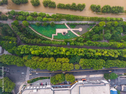 Outdoor aerial scenery of Wuhan Summer Park in Hubei photo