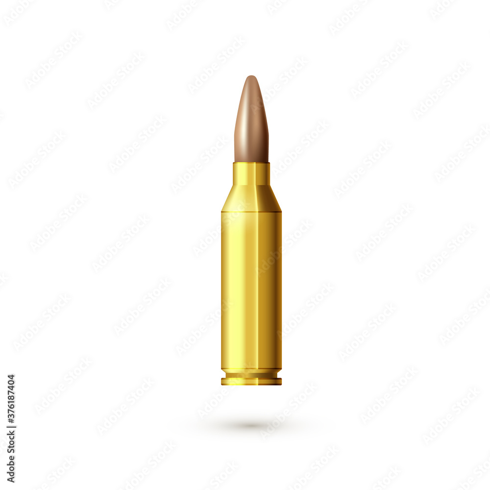 Realistic machine gun bullet. Sniper rifle cartridge. Vector illustration Realistic machine gun bullet. Sniper rifle cartridge. Vector illustration