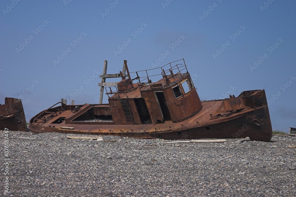 old ship on the beach