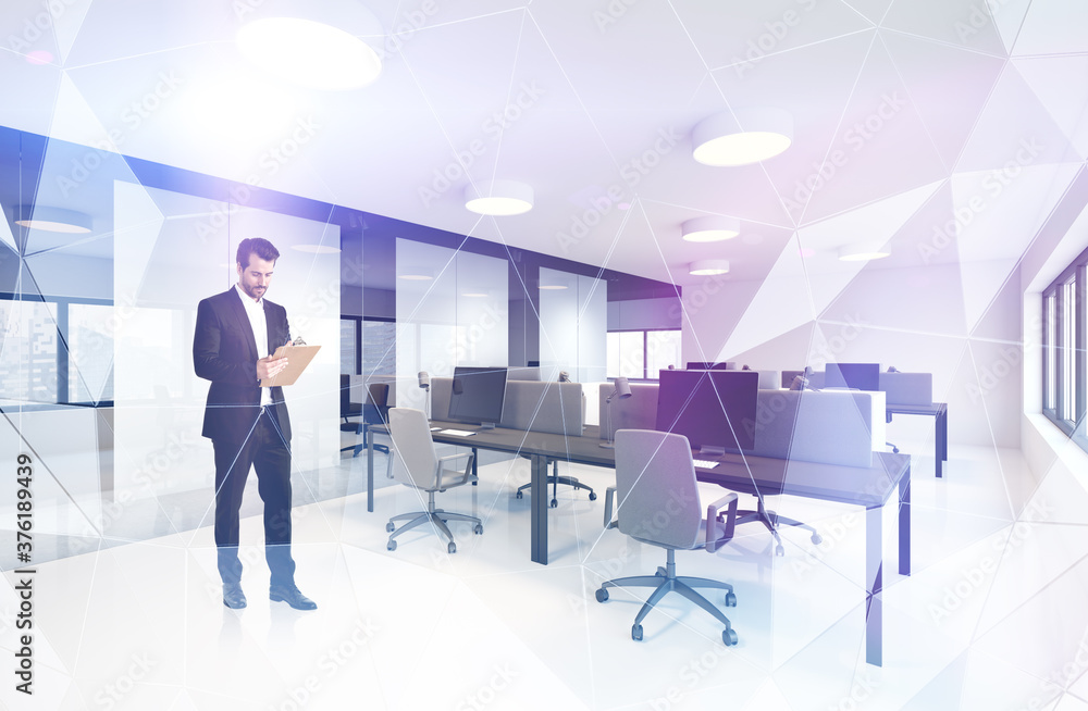 Businessman with clipboard in modern office Businessman with clipboard in modern office