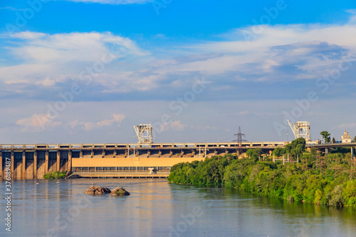 Dnieper Hydroelectric Station on the Dnieper river in Zaporizhia, Ukraine photo