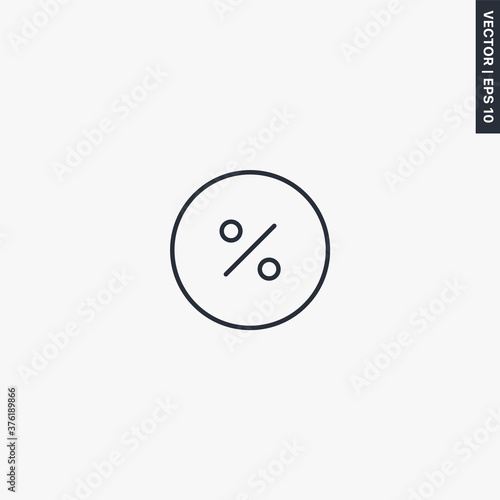 Interest, percent, linear style sign for mobile concept and web design