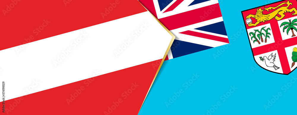 Austria and Fiji flags, two vector flags. Austria and Fiji flags, two vector flags.