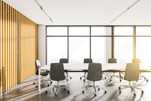 White and wooden meeting room
