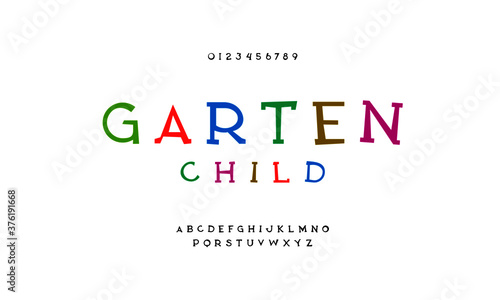 Abstract playful font and alphabet. Typeface designs vector illustration.