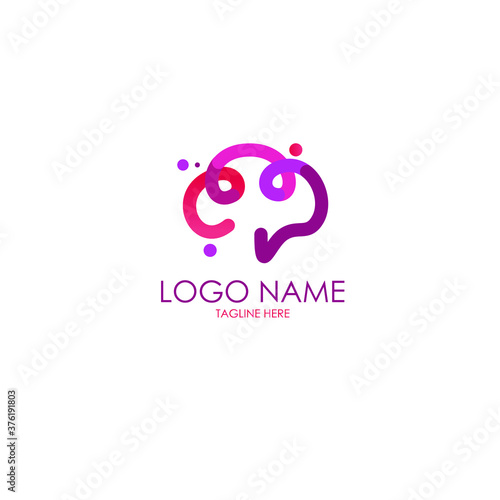 abstract brain full color logo template