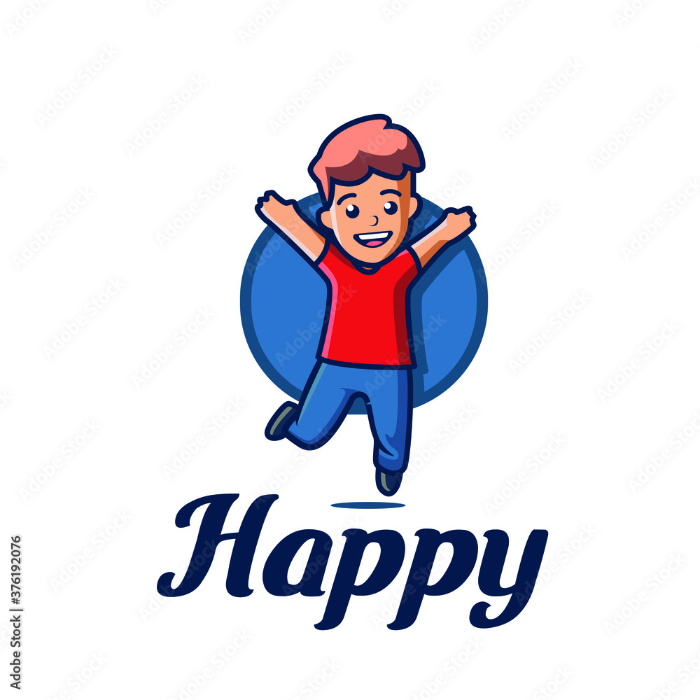 little boy mascot logo template, happy little boy illustration little boy mascot logo template, happy little boy illustration