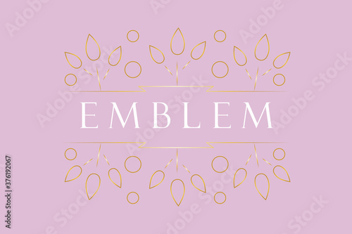 EPS 10 vector. Luxury golden emblem with leaves. Good for projects.