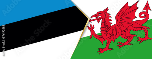 Estonia and Wales flags, two vector flags.