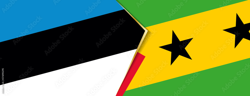 Estonia and Sao Tome and Principe flags, two vector flags. Estonia and Sao Tome and Principe flags, two vector flags.