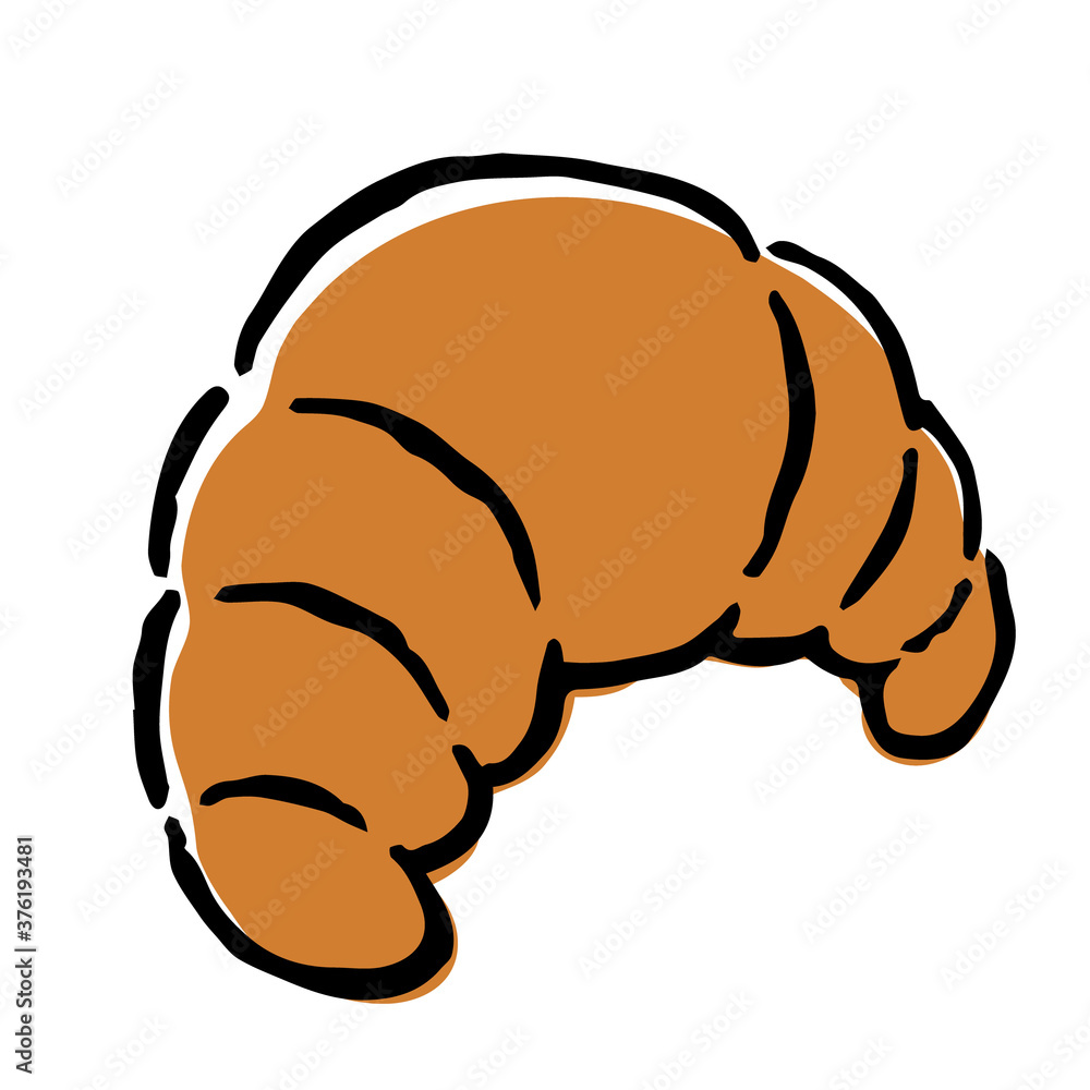 Illustration of Croissant: Illustration like hand drawn illustration with ink and brush Illustration of Croissant: Illustration like hand drawn illustration with ink and brush