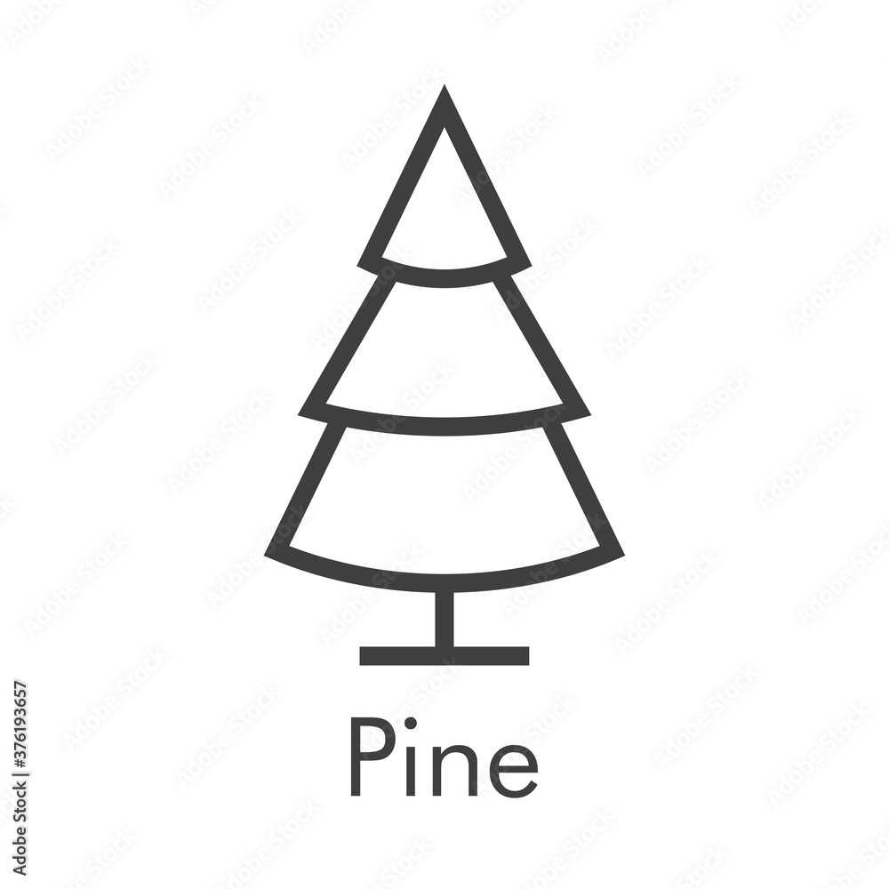 Árbol de navidad. Símbolo abeto. Icono lineal árbol abstracto con conos en color gris Árbol de navidad. Símbolo abeto. Icono lineal árbol abstracto con conos en color gris