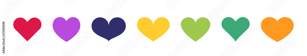 Set of different colors heart isolated on white background. Vector illustration. Set of different colors heart isolated on white background. Vector illustration.
