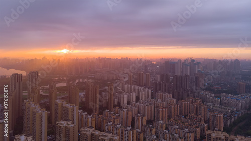 Summer city skyline scenery of Wuhan  Hubei  China
