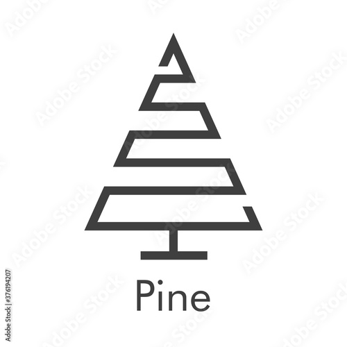 Árbol de navidad. Símbolo abeto. Icono lineal árbol abstracto en forma de triángulo en zigzag en color gris