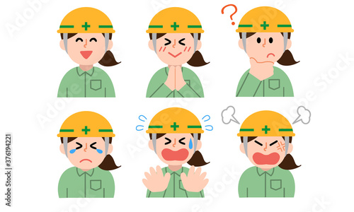 ヘルメット女性作業員の上半身セット