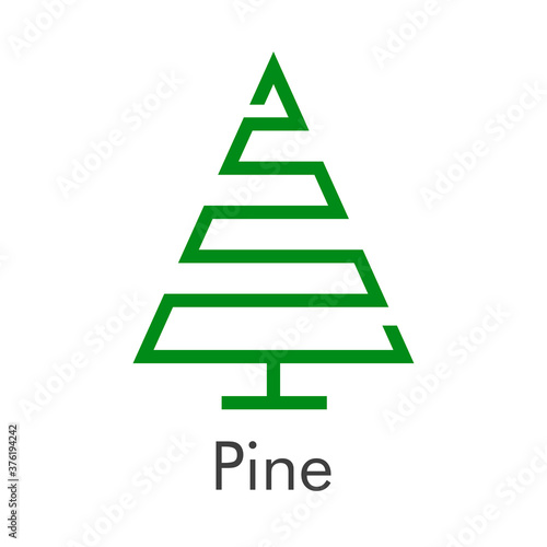 Árbol de navidad. Símbolo abeto. Icono lineal árbol abstracto en forma de triángulo en zigzag en color verde