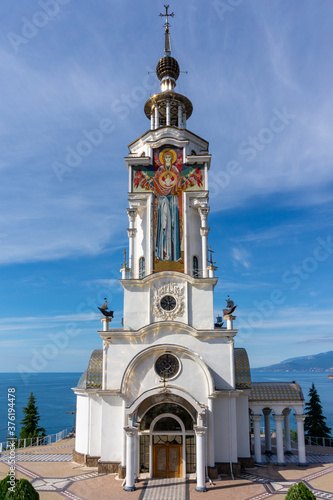 Temple-Lighthouse of St. Nicholas (Khram-Mayak Svyatogo Nikolaya Chudotvortsya) is an Orthodox Church and also a lighhouse on the Black Sea coast near the the village Malorechen in Crimea. 