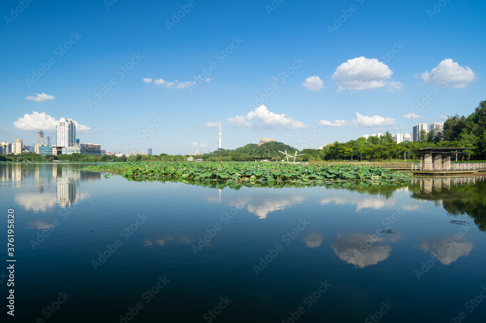 Summer city skyline scenery of Wuhan, Hubei, China