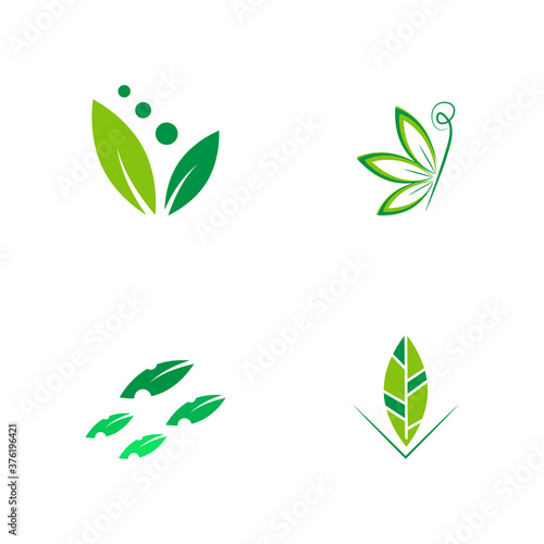 flat emblem logo design for Agriculture with the concept of green leaves vector. Green nature logo used for agricultural systems  farmers  and plantation products. logo template.