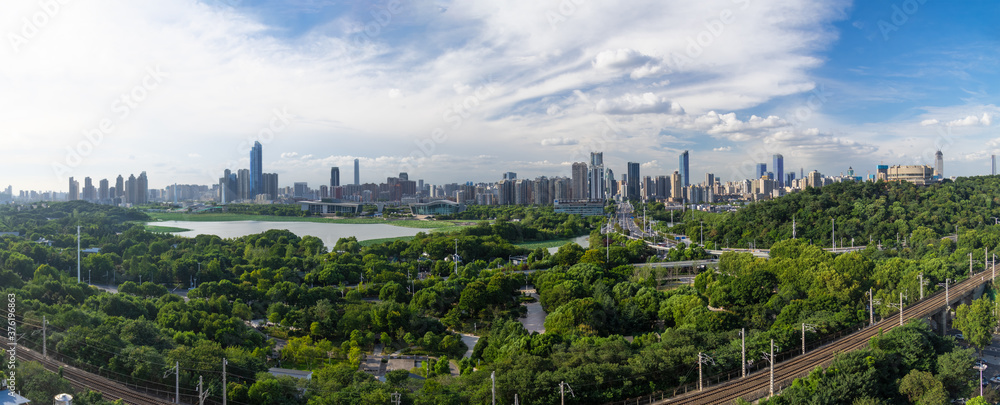 Summer city skyline scenery of Wuhan, Hubei, China