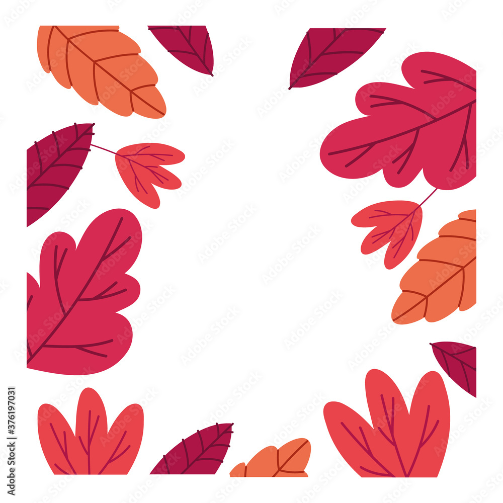 autumn season leafs botanical frame decoration